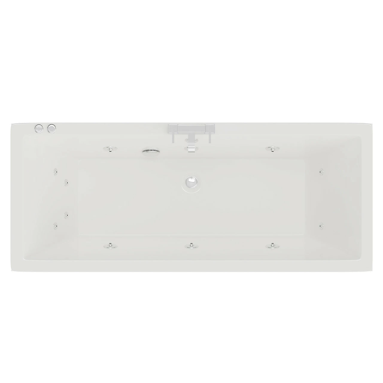 Square 1700mm X 700mm 12 Jet Chrome V-Tec Double Ended Whirlpool Bath