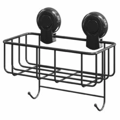 SuctionLoc Black Wall Mounted Sponge Basket