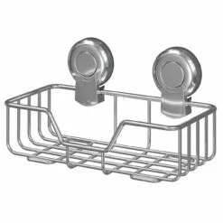 SuctionLoc Chrome Wall Mounted Rectangular Basket