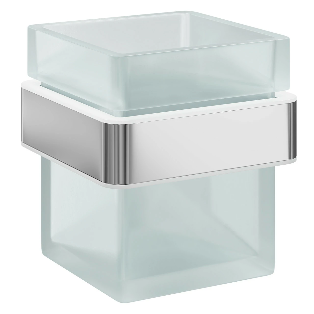 Taurus Polished Chrome And Frosted Glass Wall Mounted Bathroom Tumbler - Image 3