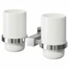 Virgo Polished Chrome And White Ceramic Wall Mounted Double Bathroom Tumbler