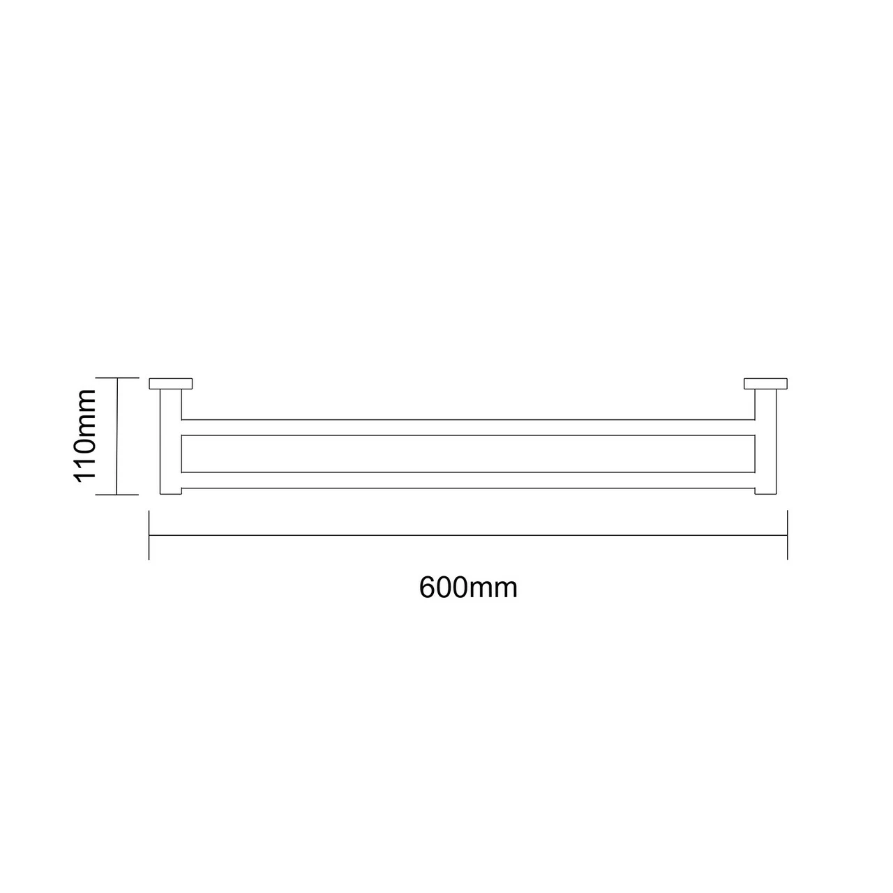 Virgo Polished Chrome Wall Mounted Double Towel Rail - Image 6