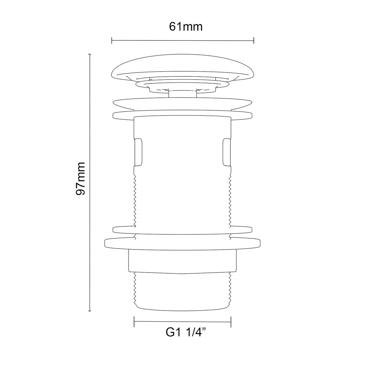 White Ceramic Top Slotted Click Clack Basin Waste - Image 6