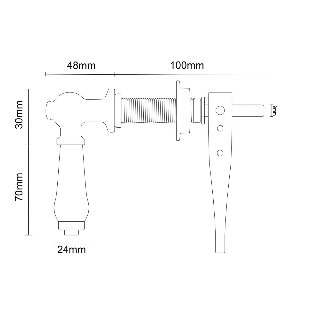 Windsor. White Ceramic Traditional Cistern Flush Lever - Image 3
