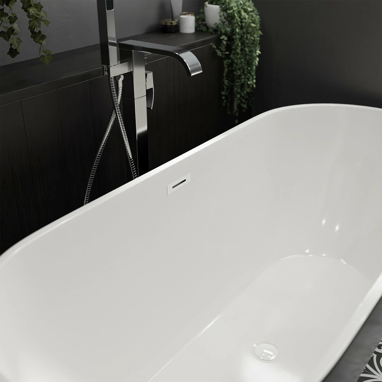White Overflow Insert And Dome Waste Cover For Sharm Cairo And Luxor Freestanding Baths